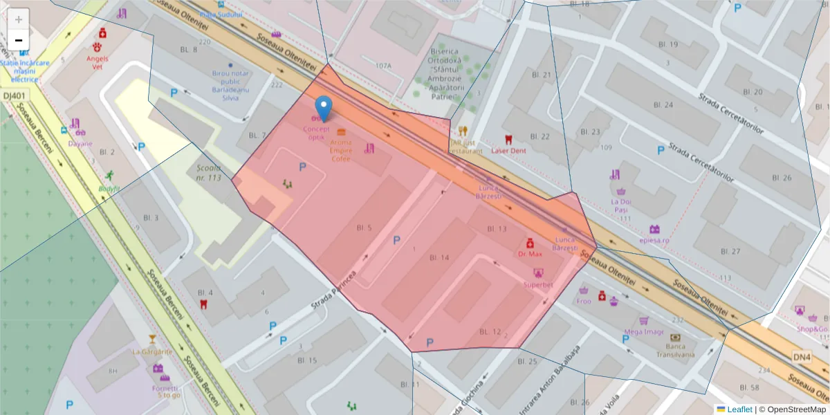 Hartă a codului poștal  și a codurilor poștale învecinate