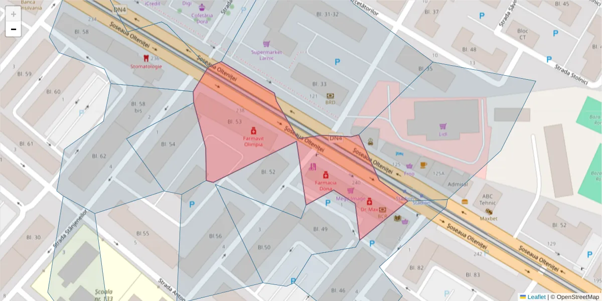 Hartă a codului poștal  și a codurilor poștale învecinate