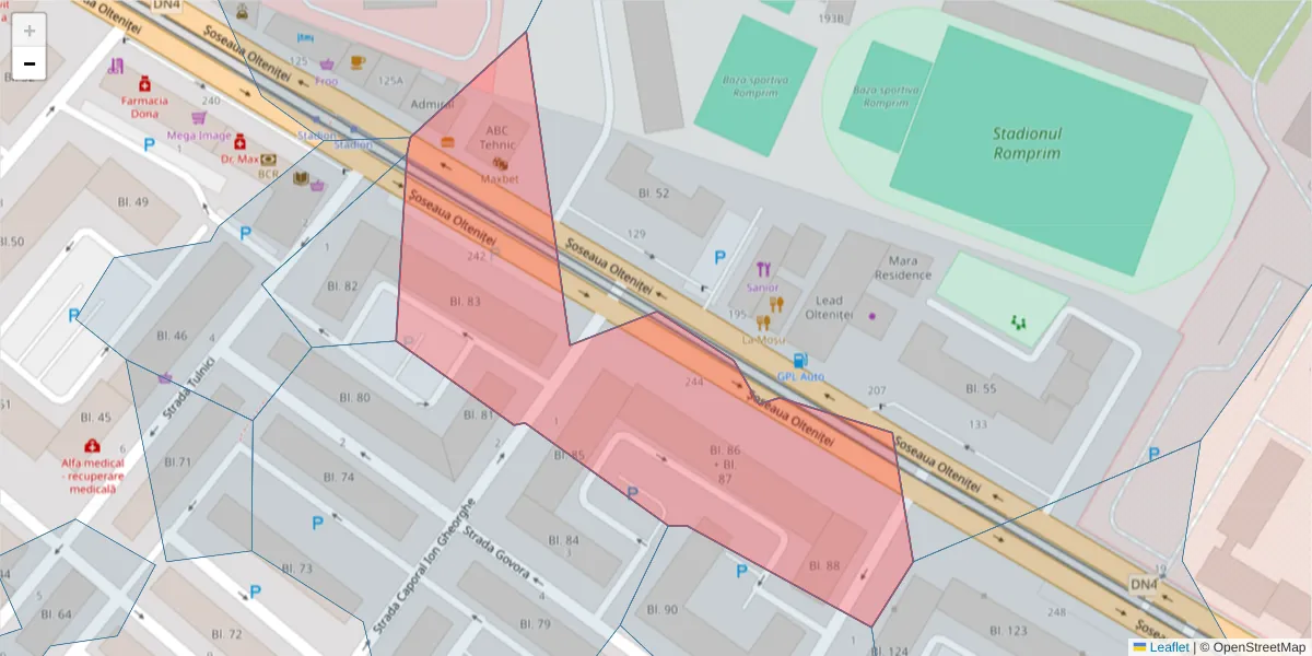 Hartă a codului poștal  și a codurilor poștale învecinate