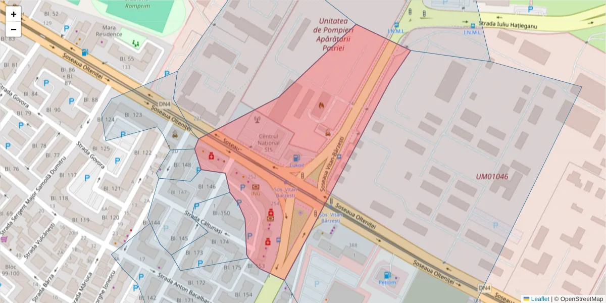 Hartă a codului poștal  și a codurilor poștale învecinate