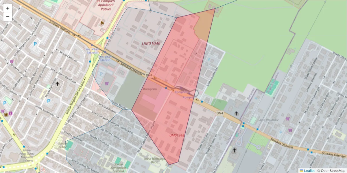 Hartă a codului poștal  și a codurilor poștale învecinate