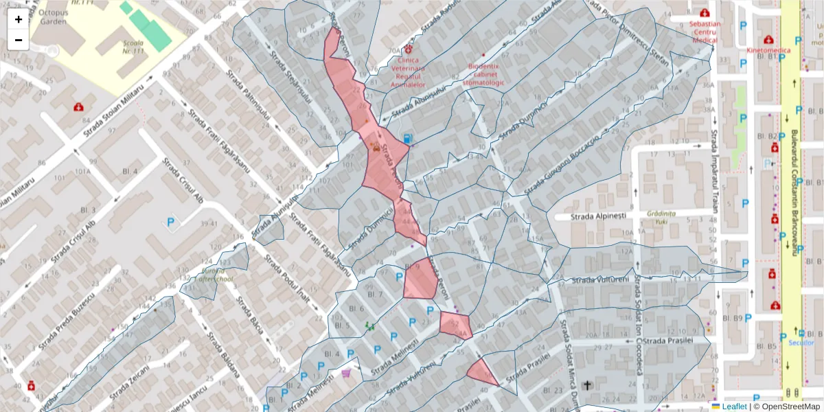 Hartă a codului poștal  și a codurilor poștale învecinate
