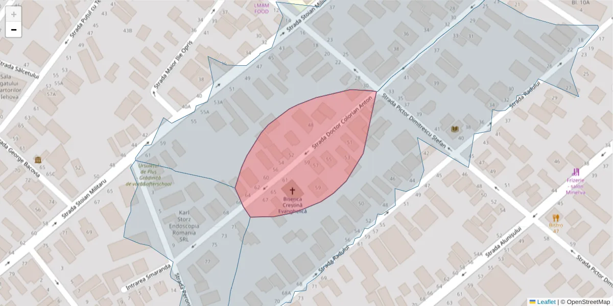 Hartă a codului poștal  și a codurilor poștale învecinate