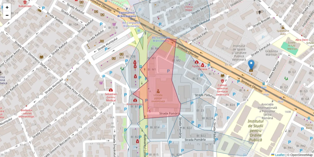 Hartă a codului poștal  și a codurilor poștale învecinate