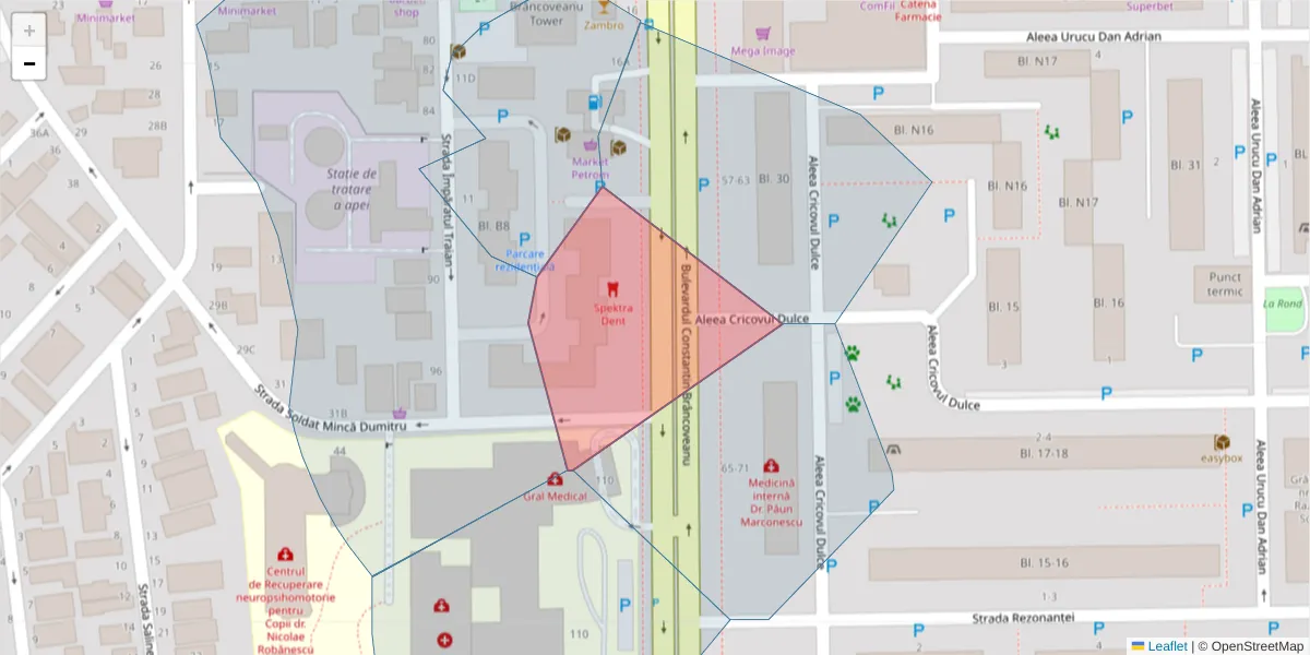 Hartă a codului poștal  și a codurilor poștale învecinate