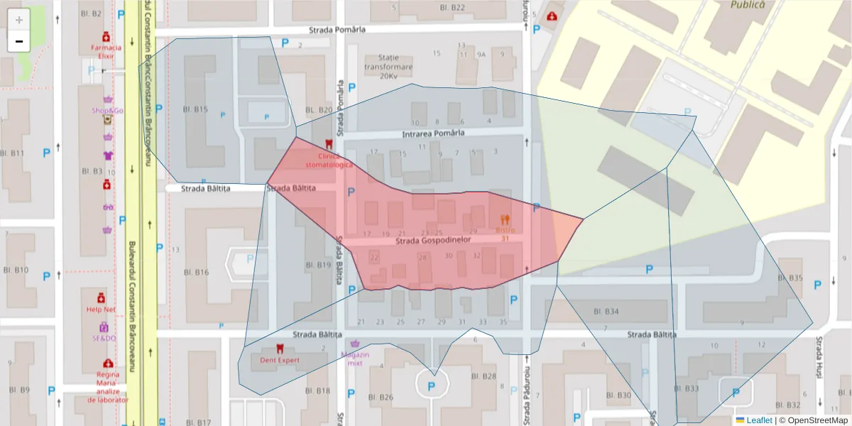 Hartă a codului poștal  și a codurilor poștale învecinate