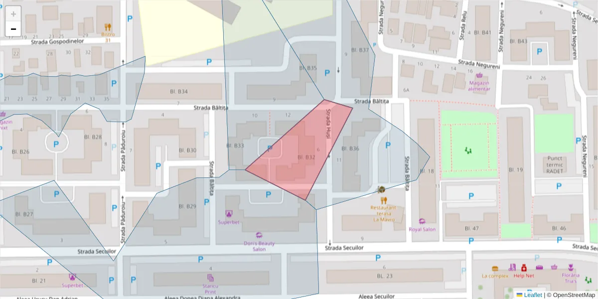 Hartă a codului poștal  și a codurilor poștale învecinate