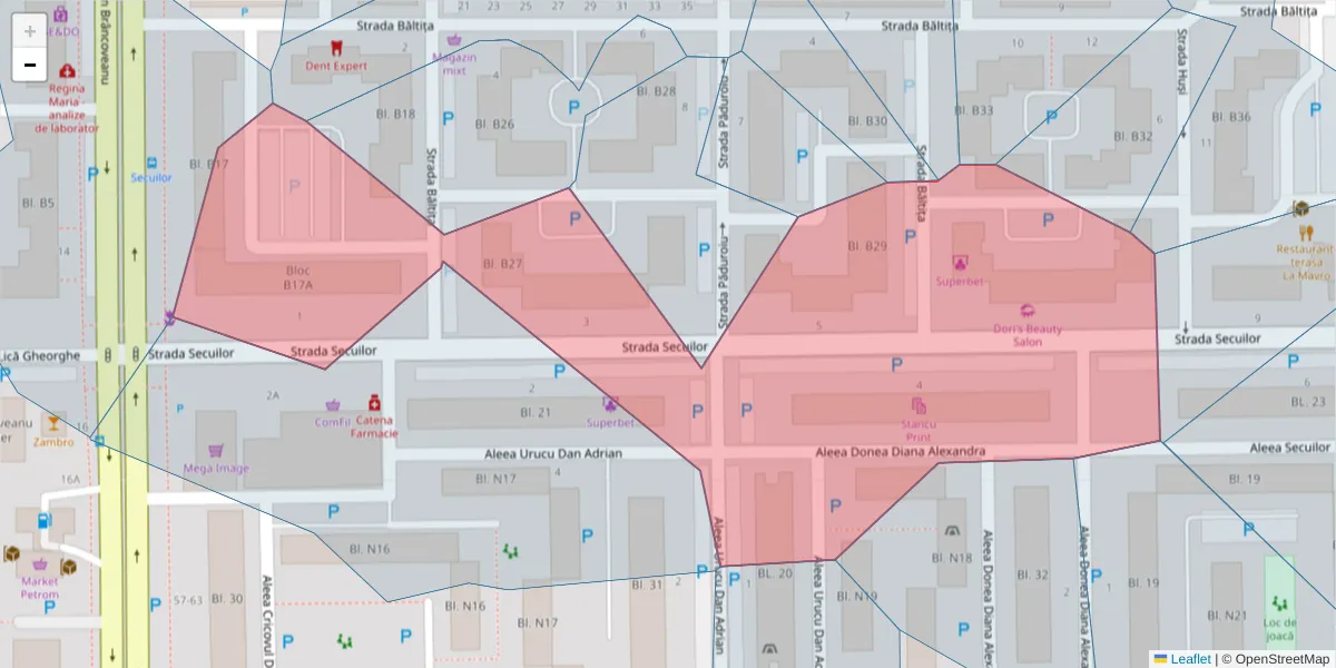 Hartă a codului poștal  și a codurilor poștale învecinate
