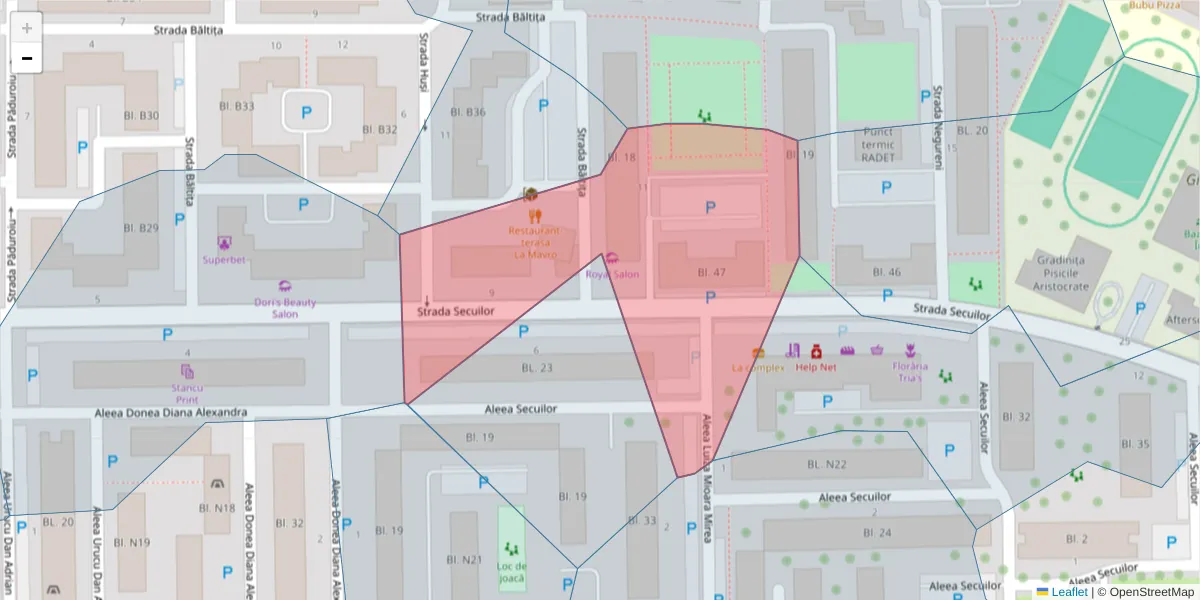Hartă a codului poștal  și a codurilor poștale învecinate
