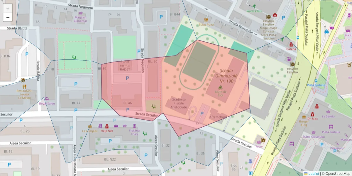 Hartă a codului poștal  și a codurilor poștale învecinate