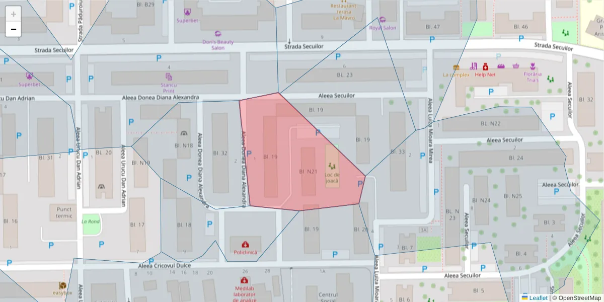 Hartă a codului poștal  și a codurilor poștale învecinate