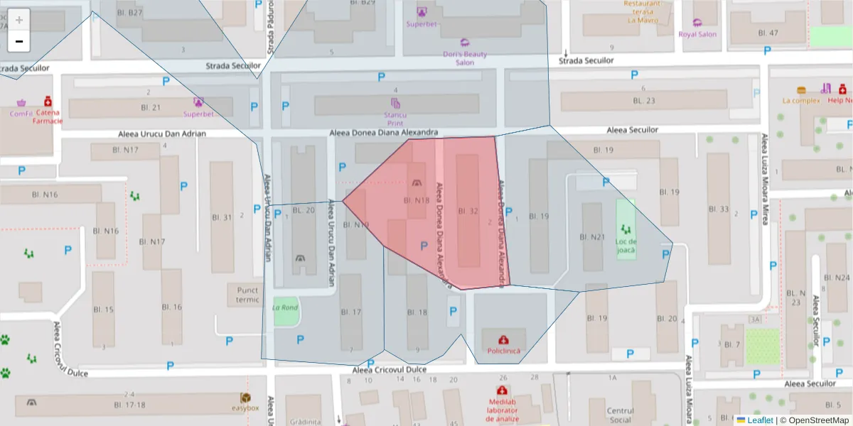 Hartă a codului poștal  și a codurilor poștale învecinate