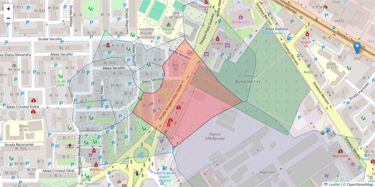 Hartă a codului poștal  și a codurilor poștale învecinate