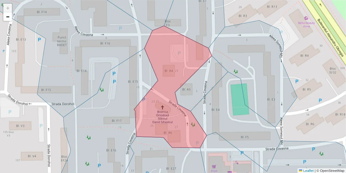 Hartă a codului poștal  și a codurilor poștale învecinate