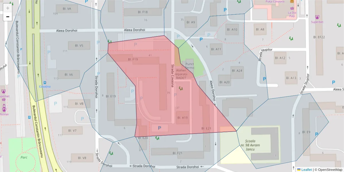 Hartă a codului poștal  și a codurilor poștale învecinate