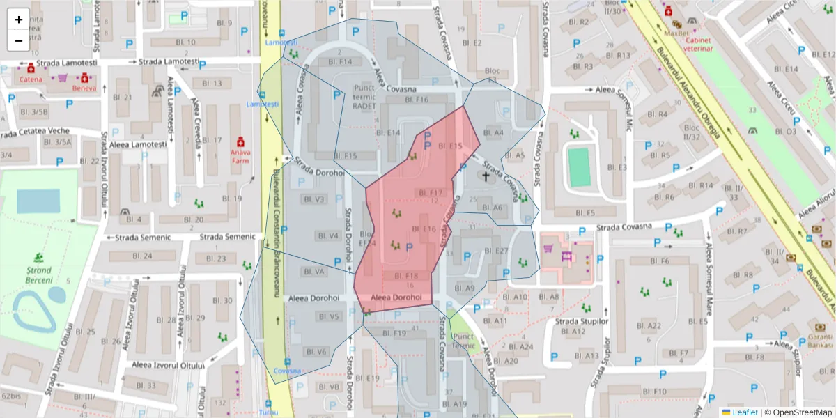 Hartă a codului poștal  și a codurilor poștale învecinate