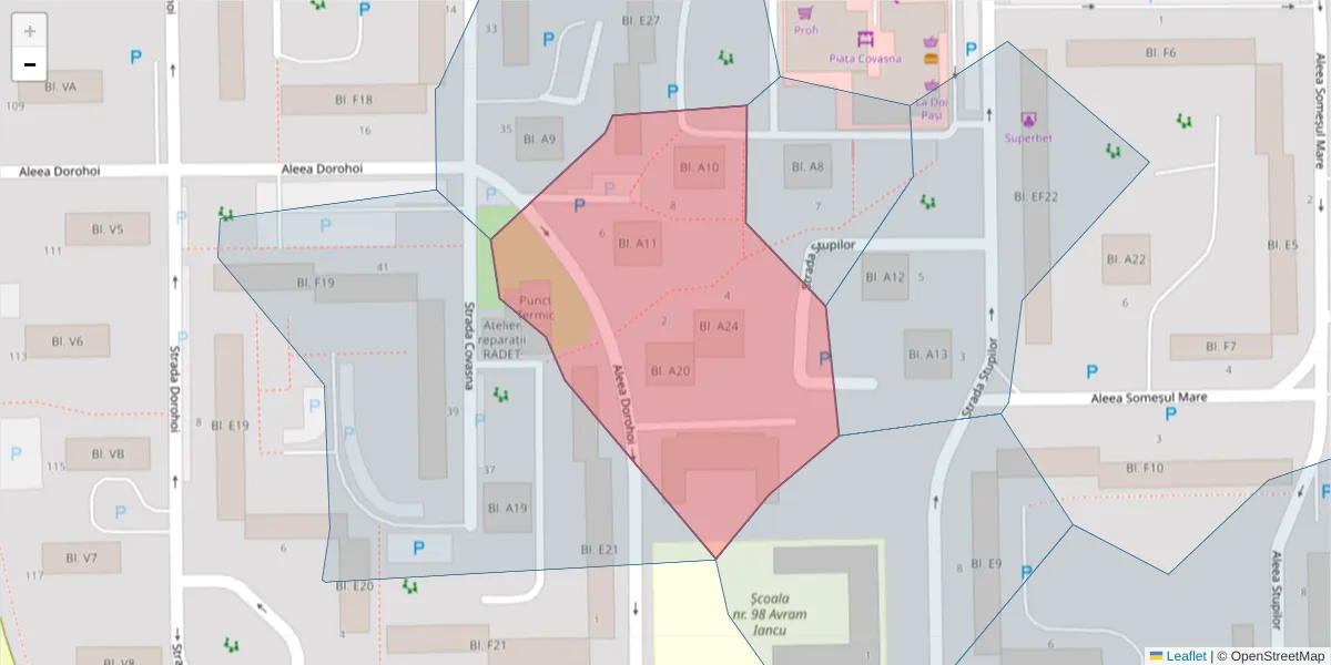 Hartă a codului poștal  și a codurilor poștale învecinate