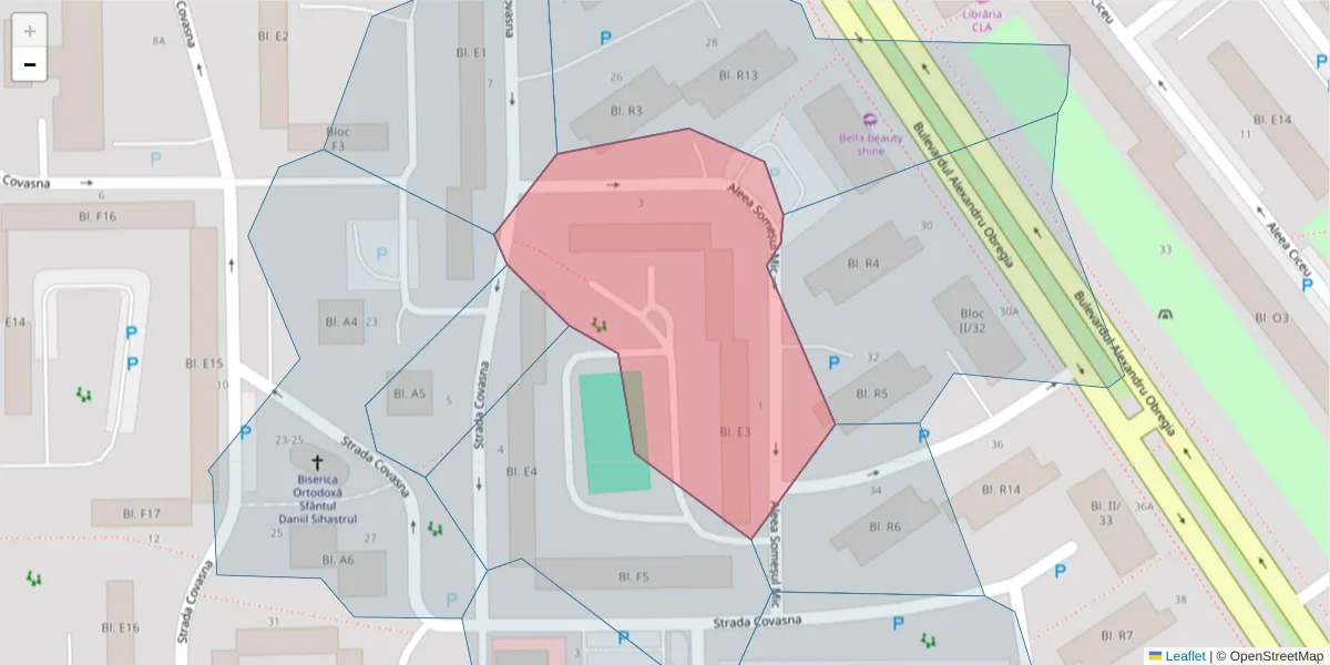 Hartă a codului poștal  și a codurilor poștale învecinate