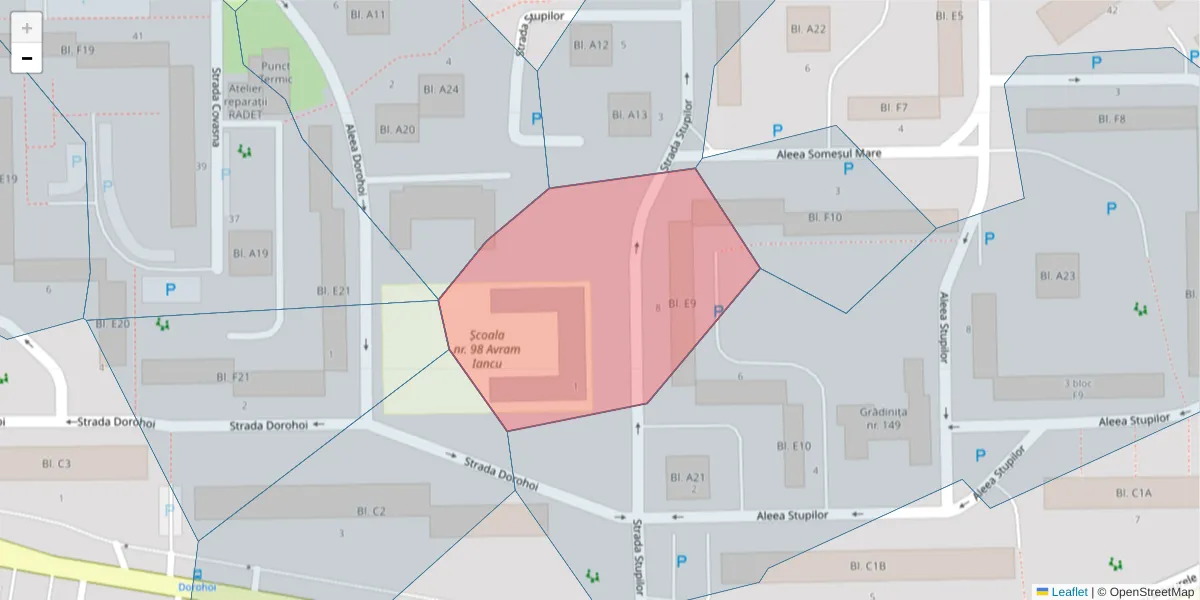 Hartă a codului poștal  și a codurilor poștale învecinate