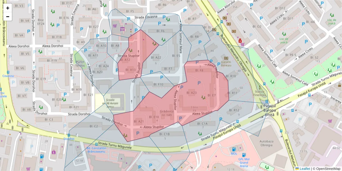 Hartă a codului poștal  și a codurilor poștale învecinate