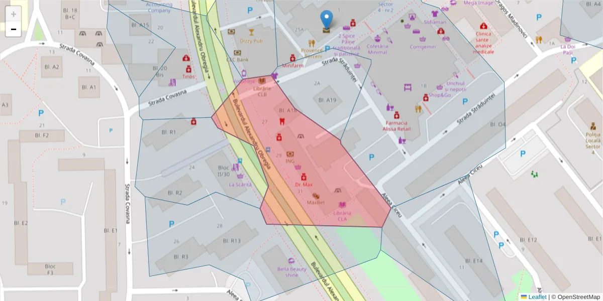 Hartă a codului poștal  și a codurilor poștale învecinate