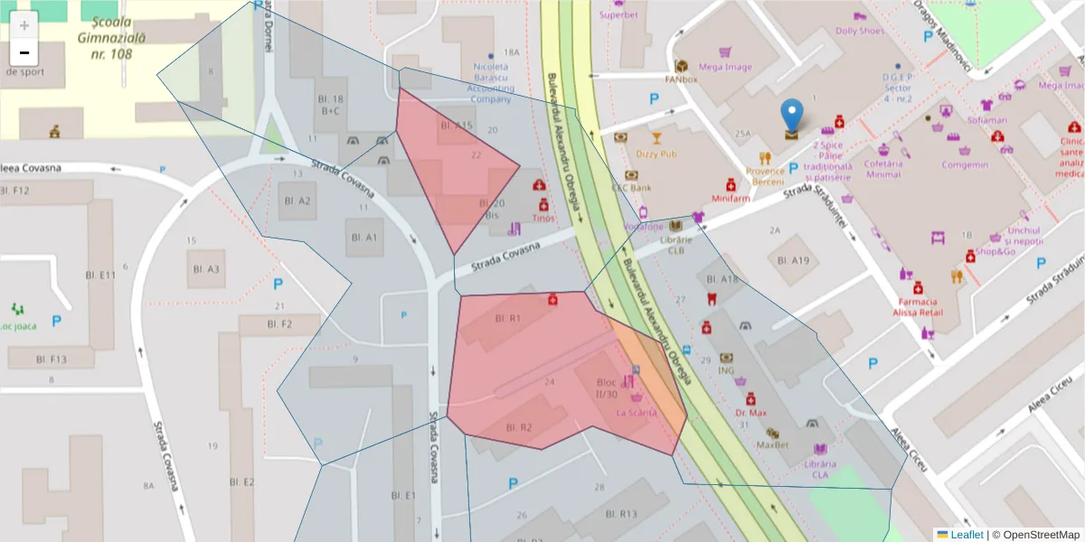 Hartă a codului poștal  și a codurilor poștale învecinate
