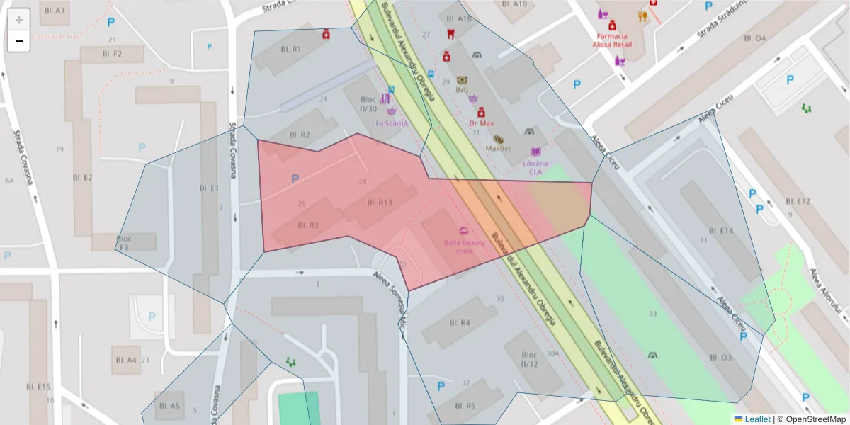 Hartă a codului poștal  și a codurilor poștale învecinate