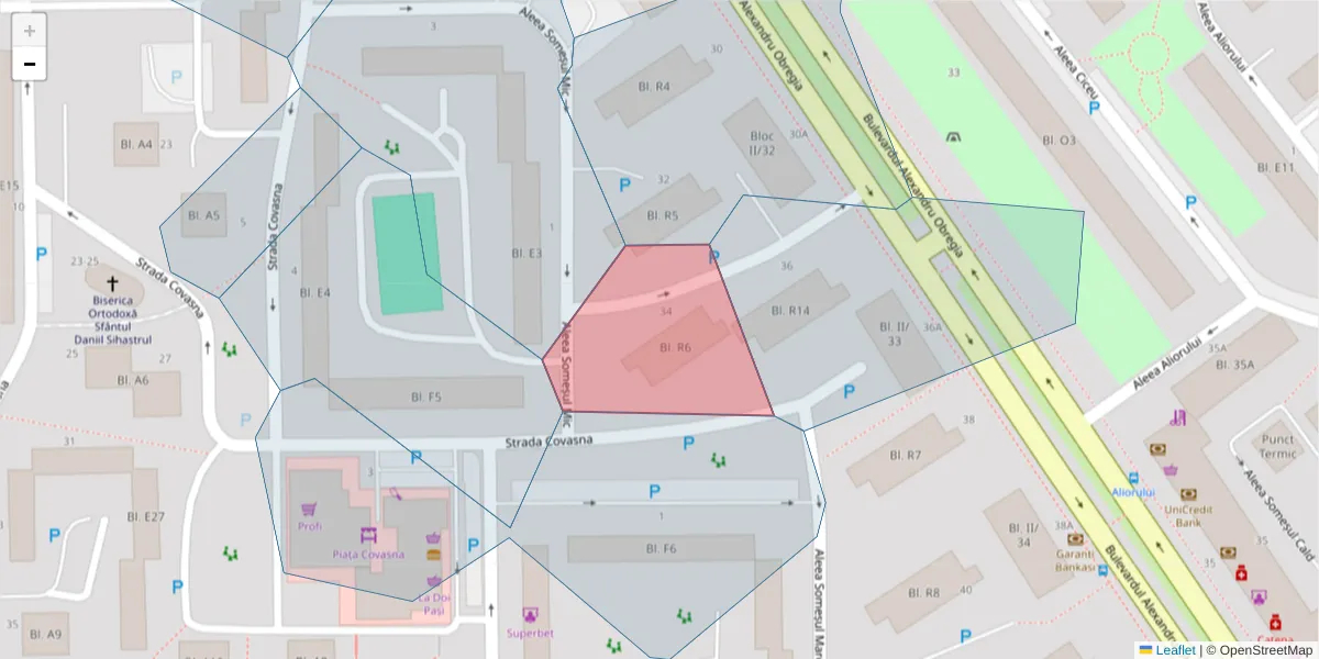 Hartă a codului poștal  și a codurilor poștale învecinate