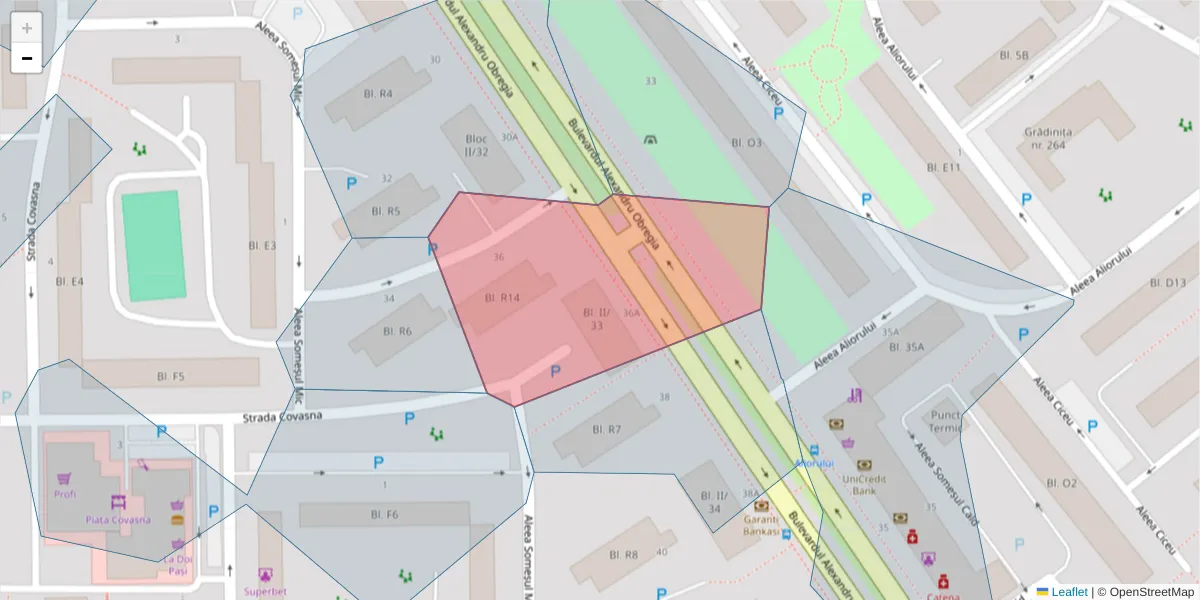 Hartă a codului poștal  și a codurilor poștale învecinate