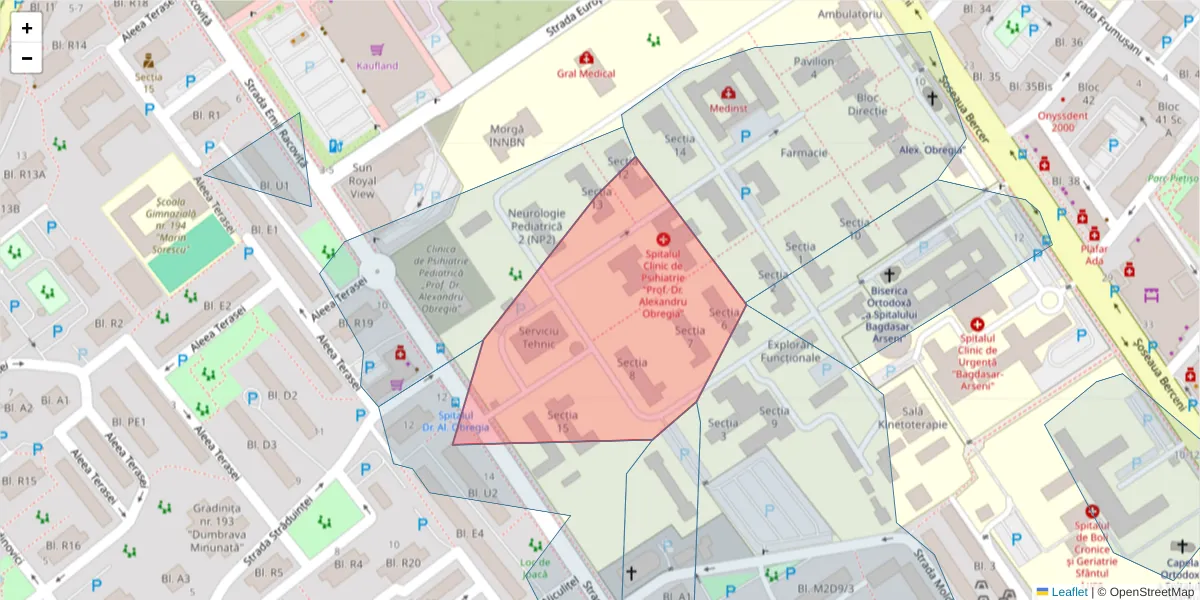 Hartă a codului poștal  și a codurilor poștale învecinate