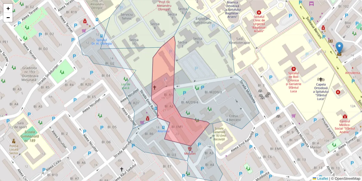 Hartă a codului poștal  și a codurilor poștale învecinate