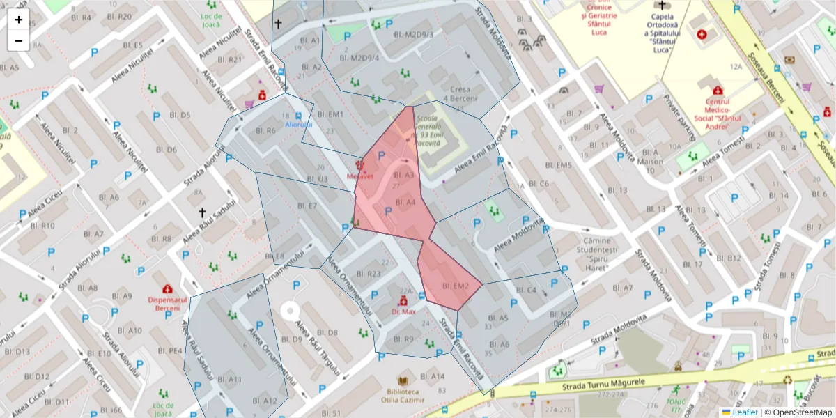 Hartă a codului poștal  și a codurilor poștale învecinate