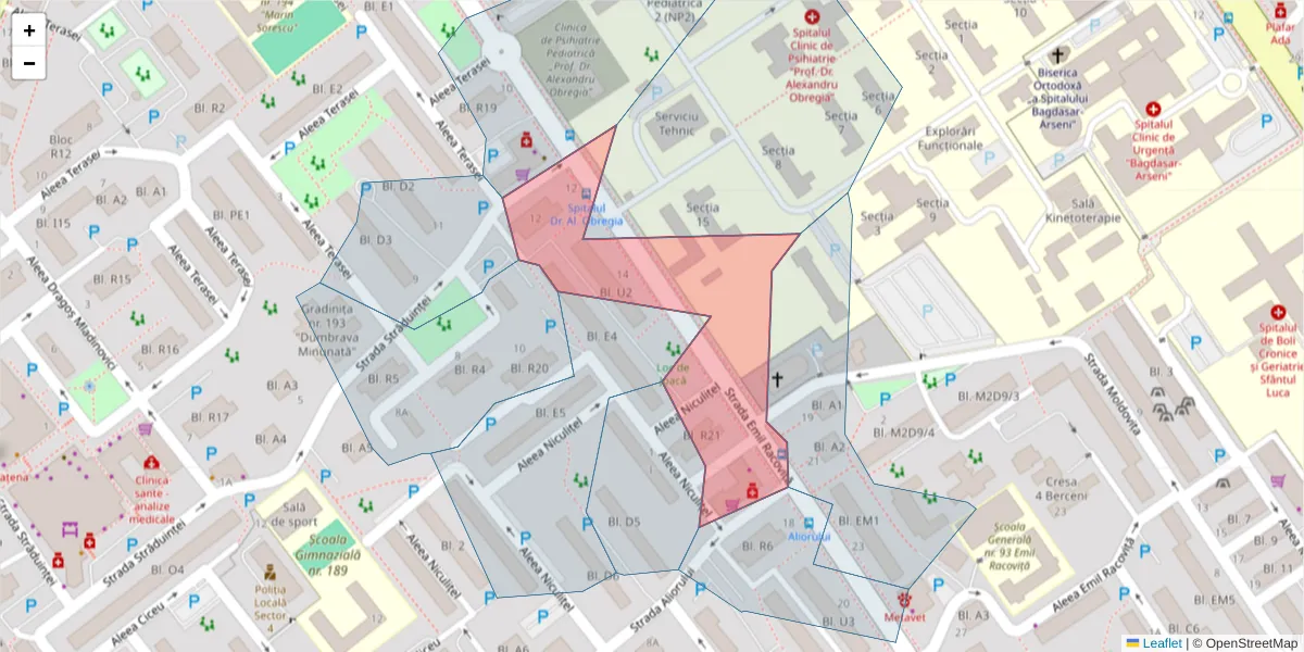 Hartă a codului poștal  și a codurilor poștale învecinate