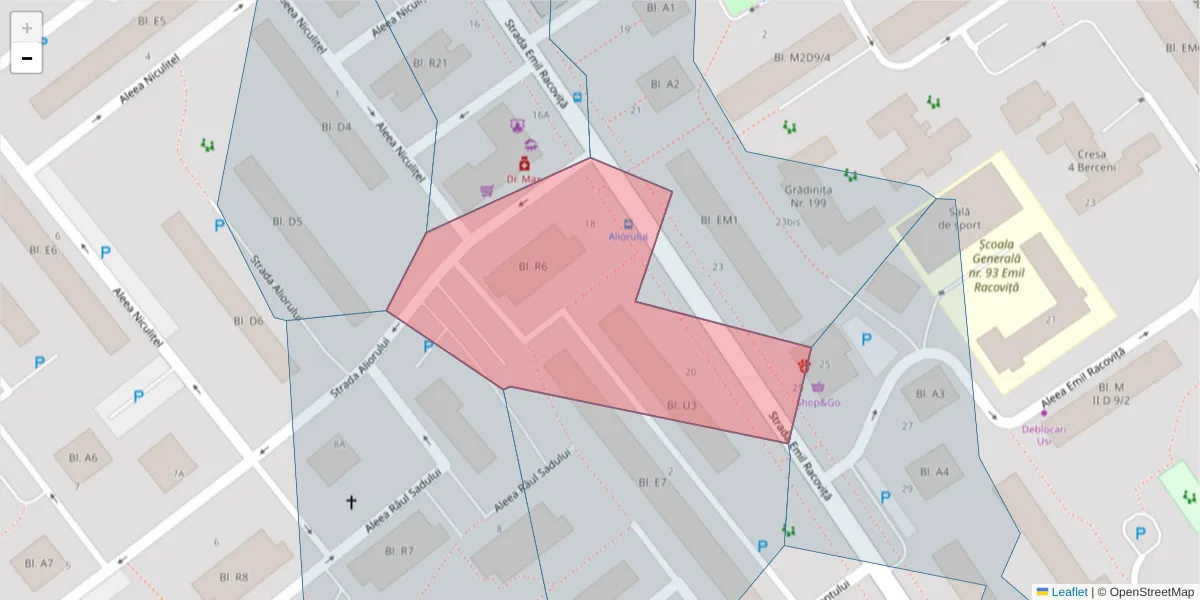 Hartă a codului poștal  și a codurilor poștale învecinate