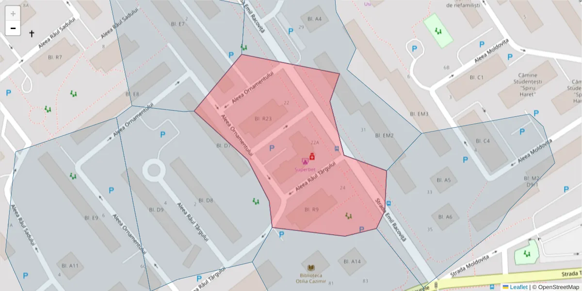 Hartă a codului poștal  și a codurilor poștale învecinate