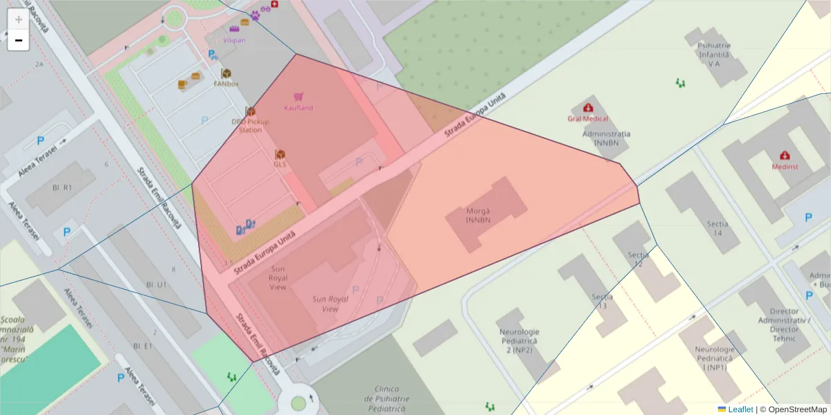 Hartă a codului poștal  și a codurilor poștale învecinate