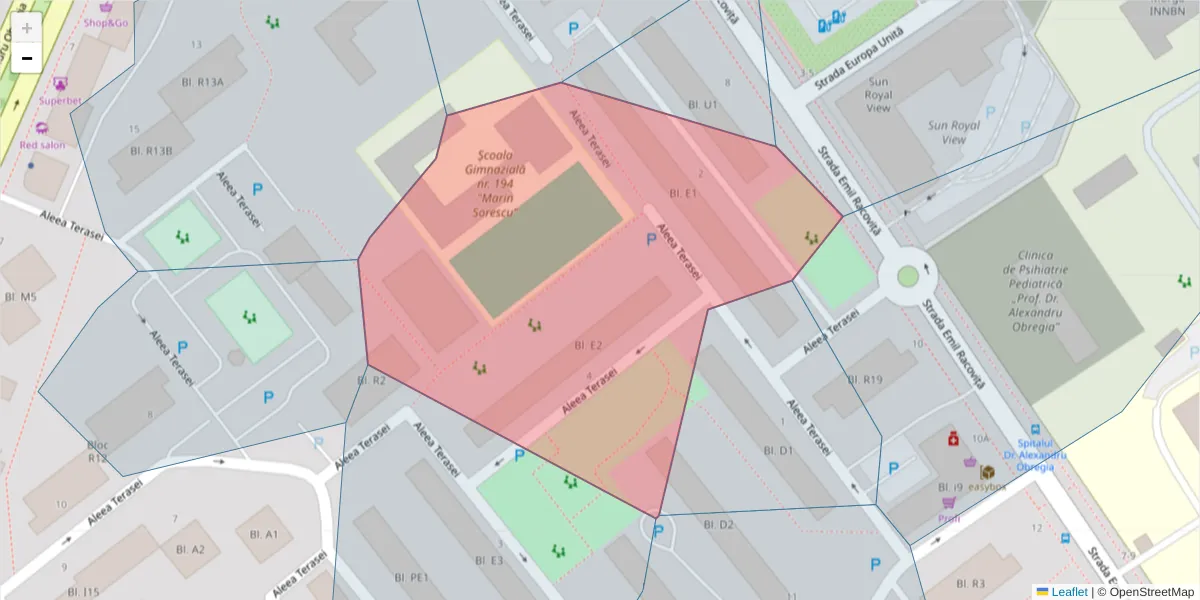 Hartă a codului poștal  și a codurilor poștale învecinate