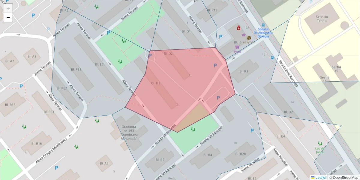 Hartă a codului poștal  și a codurilor poștale învecinate