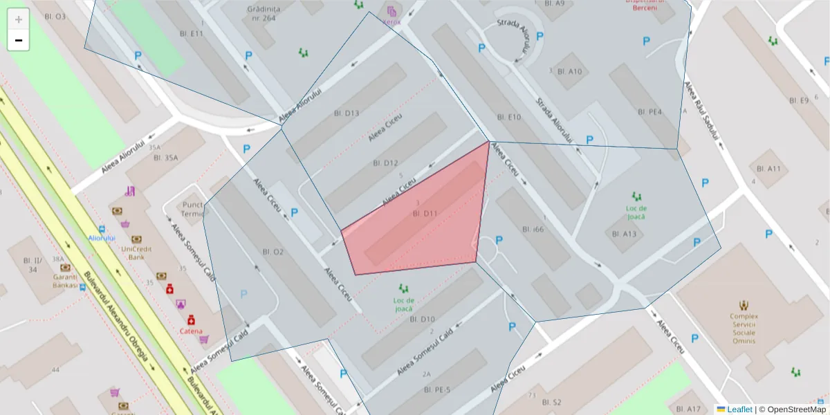 Hartă a codului poștal  și a codurilor poștale învecinate