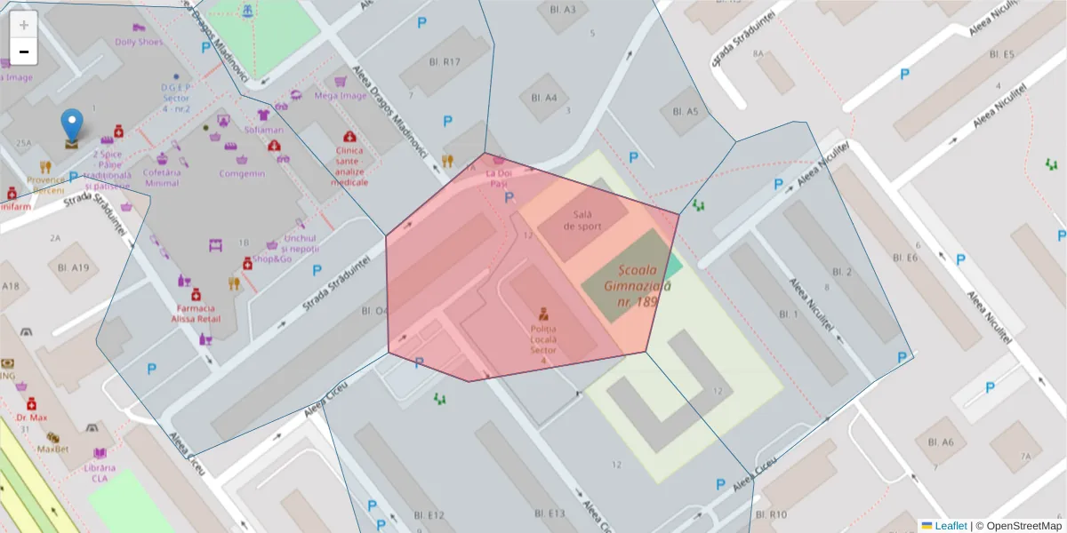 Hartă a codului poștal  și a codurilor poștale învecinate