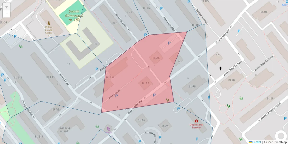 Hartă a codului poștal  și a codurilor poștale învecinate