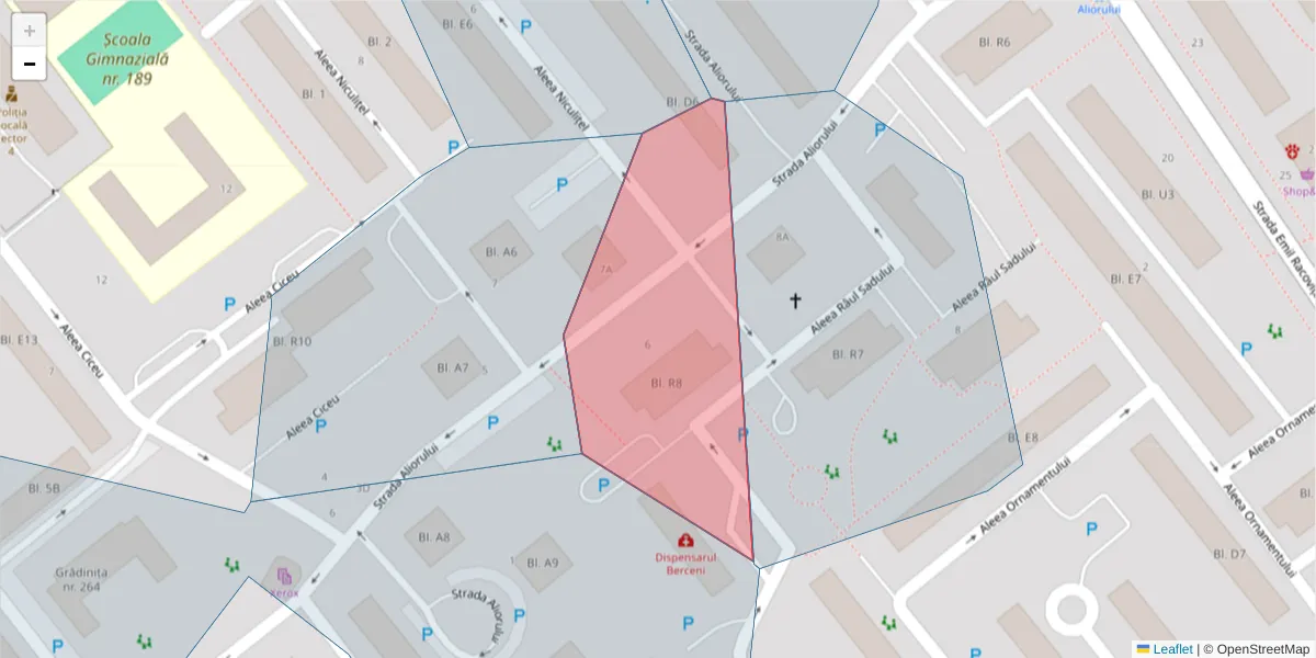 Hartă a codului poștal  și a codurilor poștale învecinate