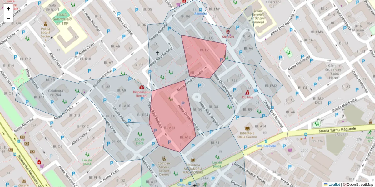 Hartă a codului poștal  și a codurilor poștale învecinate