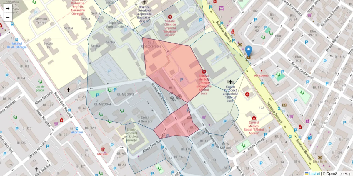 Hartă a codului poștal  și a codurilor poștale învecinate