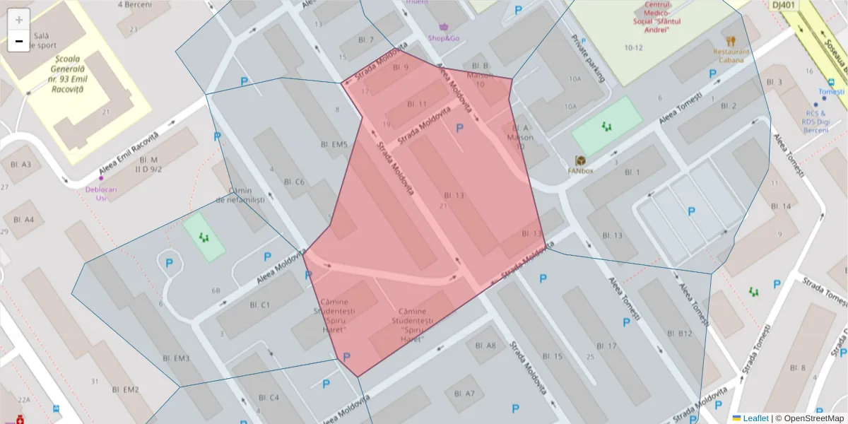 Hartă a codului poștal  și a codurilor poștale învecinate