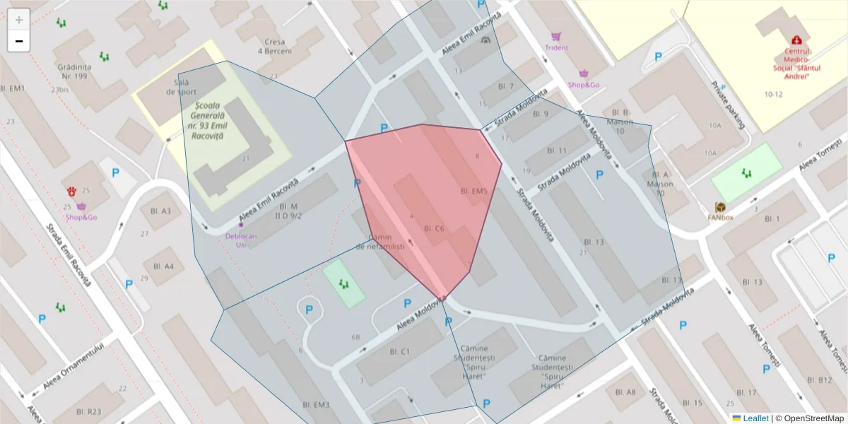 Hartă a codului poștal  și a codurilor poștale învecinate