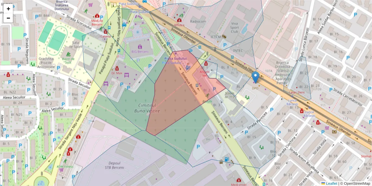 Hartă a codului poștal  și a codurilor poștale învecinate