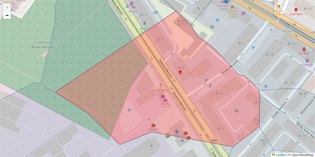 Hartă a codului poștal  și a codurilor poștale învecinate