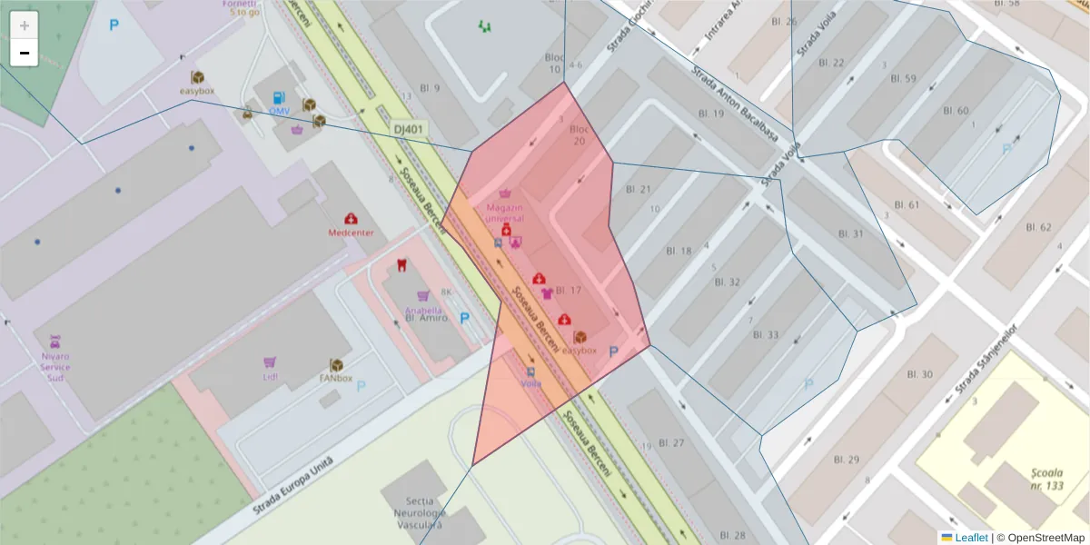 Hartă a codului poștal  și a codurilor poștale învecinate