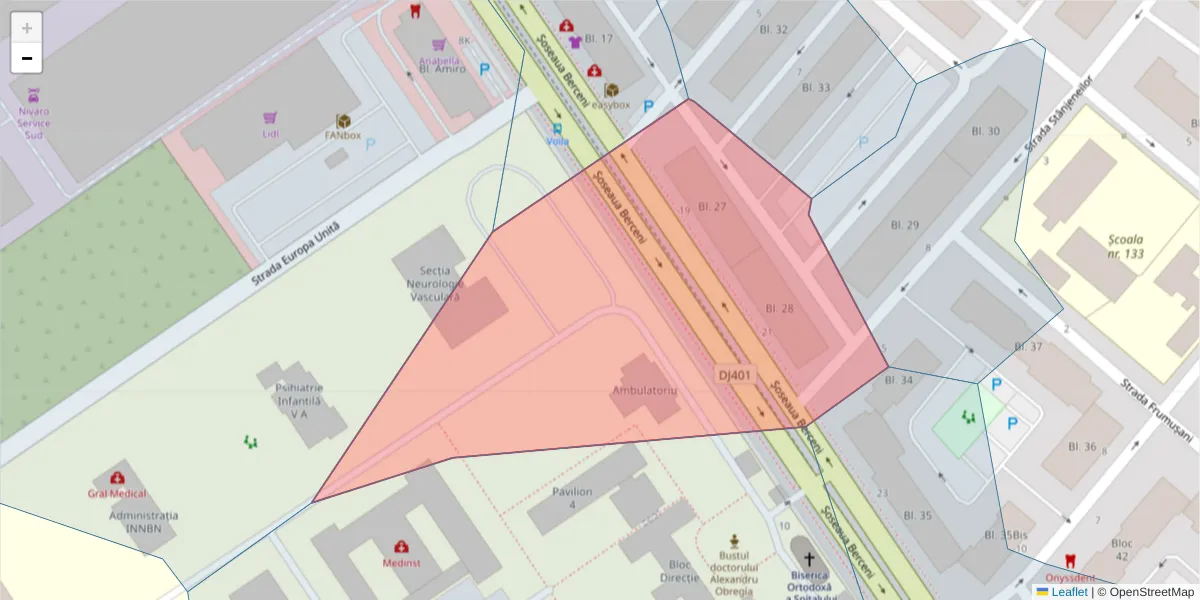 Hartă a codului poștal  și a codurilor poștale învecinate